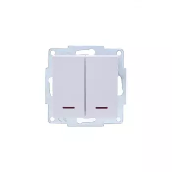 Выключатель LEZARD VESNA 742-0288-112, 2кл., индикатор/подсветка, скрытый монтаж, механизм без накладки и рамки, белый (742-0288-112)