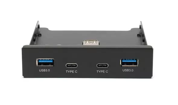 Фронтальная панель 3.5" Gembird FP3.5-USB3-2A2C, 2xUSB 3.0/2xUSB 3.1 Type-С, черный (FP3.5-USB3-2A2C)