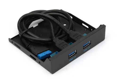 Фронтальная панель 3.5" Gembird FP3.5-USB3-2A, 2xUSB 3.0, черный (FP3.5-USB3-2A)