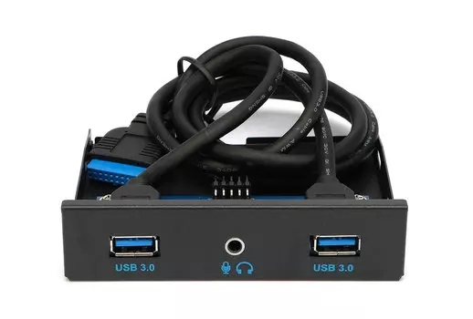 Фронтальная панель 3.5" Gembird FP3.5-USB3-2A-HDA, 2xUSB 3.0/1xHD audio, черный (FP3.5-USB3-2A-HDA)
