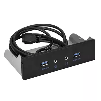 Фронтальная панель 5.25" Exegate U5H-627, 2xUSB 3.0/2xHD Audio, черный (EX289291RUS)