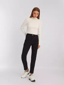 Утеплённые джинсы силуэта Mom Comfort с экомехом