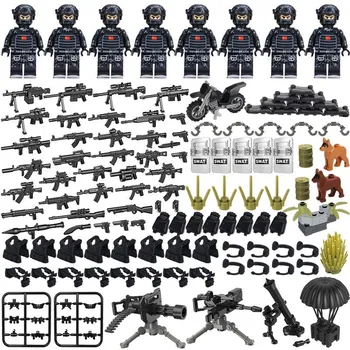 В мешке вооруженный альфа-коэффициент Черная пантера SWAT Team собранная сцена строительные блоки игрушки