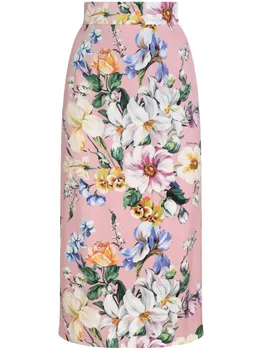 Dolce & Gabbana юбка миди с цветочным принтом, розовый