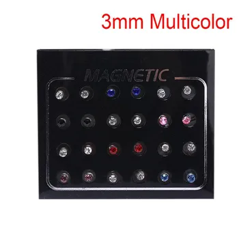 24Pcs/Set Магнитный Non-пирсинг Клипса Круглые Горный Хрусталь Стад Серьги Ювелирные Изделия 6mm белый