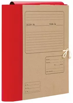 Папка для бумаг архивная А4 (225х310 мм), 120 мм, 4 завязки, крафт, корешок - бумвинил, 123204