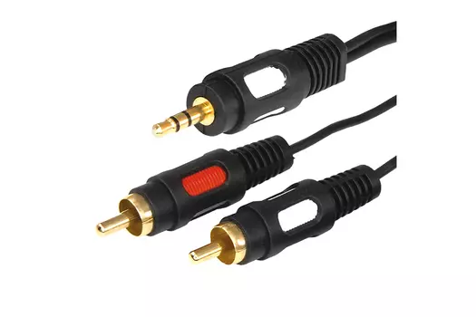Кабель 2xRCA(M)-Jack 3.5mm(M), 5м, черный REXANT (17-4235)
