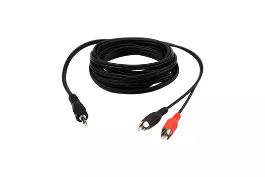 Кабель 2xRCA(M)-Jack 3.5mm(M), 3 м, черный REXANT (17-4204)