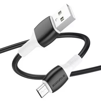 Кабель USB-Micro USB, 2.4А, 1 м, черный, Borofone BX84 Rise (6974443386783)