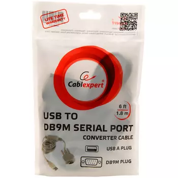 Кабель-переходник (адаптер) USB(Am)-COM(9m), 1.8 м, белый, Gembird (UAS111)