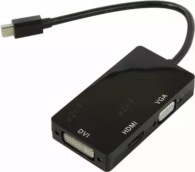 Кабель-переходник (адаптер) Mini DisplayPort(M)-DVI(29F)/HDMI(19F)/VGA(15F), 20 см, черный ORIENT