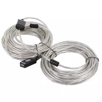 Кабель-удлинитель USB(Am)-USB(Af), 20 м, прозрачный, VCOM (VUS7049)