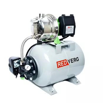 Электрический водяной насос REDVERG RD-SPS100/24L, 1000Вт, насосная станция, центробежный, производительность 4.8 м³/час, глубина погружения 8м, 18кг (RD-SPS100/24L)