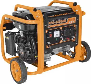 Электрогенератор Carver PPG- 3600АM, однофазный, синхронный, бензиновый, 6.5 л.с., 2.8кВт, 2xEURO 16A (01.020.00026)