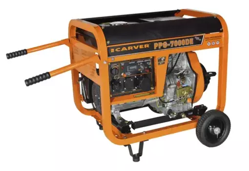 Электрогенератор Carver PPG-7000DE, однофазный, асинхронный, дизельный, 8.6 л.с., 5.5 кВт, 2xEURO 16A + 1x220В 32A (01.020.00023)