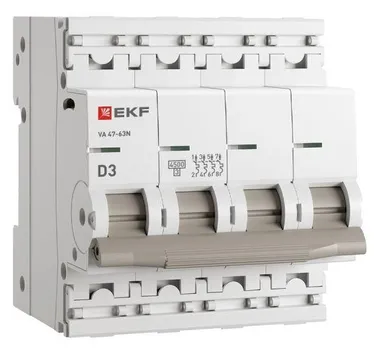 Автоматический выключатель EKF M634403D 4P 3А (D) 4,5kA ВА 47-63N PROxima