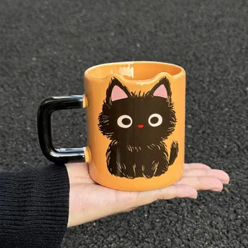 Милая керамическая кружка с кошкой, выглядящей высокомерно, подарок на день рождения для девочки, с практичной креативной чашкой, сувениры 301-400ml