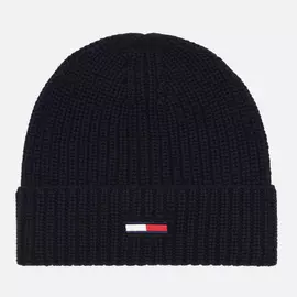 Шапка Tommy Jeans Basic Rib Cotton, цвет чёрный