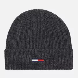 Шапка Tommy Jeans Basic Rib Cotton, цвет серый