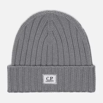 Шапка C.P. Company Extrafine Merino Wool Logo Label, цвет серый