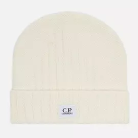 Шапка C.P. Company Lambswool Logo Beanie, цвет бежевый