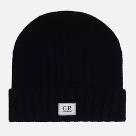 Шапка C.P. Company Lambswool Logo Beanie, цвет чёрный