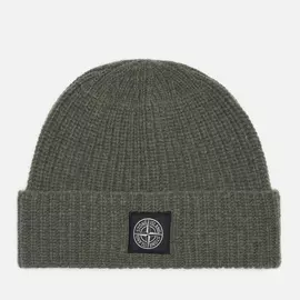 Шапка Stone Island Wool Patch Program, цвет оливковый