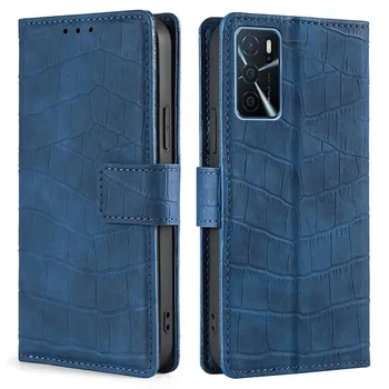 Чехол-кошелек для Oppo Realme 5 8 6 Pro C21 C11 C3 A54 A55 A94 A74 Reno 5 2 ZF 5 Lite с крокодиловым узором, откидная кобура для карт из искусственной кожи, чехол для телефона, бампер Oppo A1 (5G)/A98 (5G)/F23 (5G) чёрный