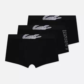 Комплект мужских трусов Lacoste Underwear 3-Pack Crocodile Print Trunk, цвет чёрный, размер XL