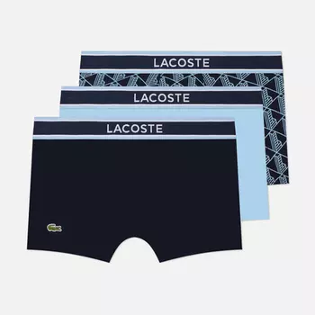Комплект мужских трусов Lacoste Underwear 3-Pack Monogram Trunks, цвет синий, размер XL