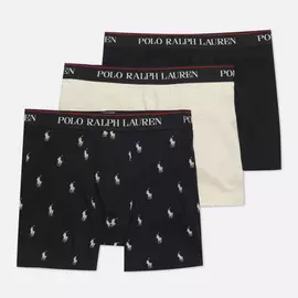 Комплект мужских трусов Polo Ralph Lauren Classic Boxer 3-Pack, цвет чёрный, размер XXS