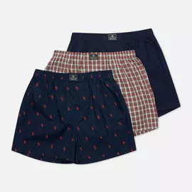 Комплект мужских трусов Polo Ralph Lauren Open Classic Boxer 3-Pack, цвет синий, размер M