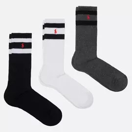 Комплект носков Polo Ralph Lauren Class Stripe Crew 3-Pack, цвет комбинированный, размер 40-46 EU
