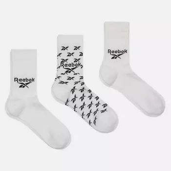 Комплект носков Reebok 3-Pack Classic Fold-Over Crew, цвет белый, размер 40-42 EU