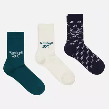 Комплект носков Reebok 3-Pack Classic Fold-Over Crew, цвет комбинированный, размер 43-45 EU