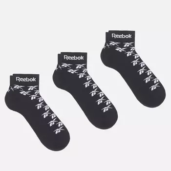 Комплект носков Reebok Ankle Vector 3-Pack, цвет чёрный, размер 40-42 EU