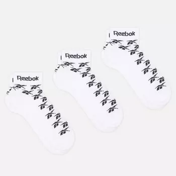 Комплект носков Reebok Ankle Vector 3-Pack, цвет белый, размер 37-39 EU