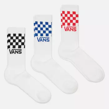 Комплект носков Vans Classic Check Crew 3-Pack, цвет белый, размер 42.5-47 EU