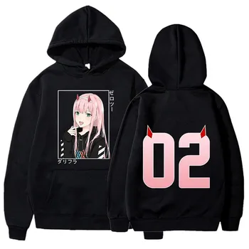 Новая мода осень аниме Zero Two принт толстовка осенний флисовый свитер женский Harajuku Y2K пуловер толстовка L фиолетовый