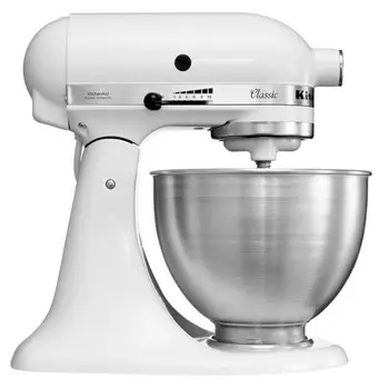 Миксер стационарный KitchenAid CLASSIC 5K45SSEWH 275 Вт, белый (5K45SSEWH)