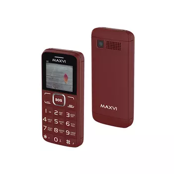 Мобильный телефон MAXVI B2, 1.77" 128x160 TFT, Spreadtrum SC6531E, 32Mb RAM, 32Mb, BT, 1xCam, 2-Sim, 1200mAh, micro-USB, красное вино