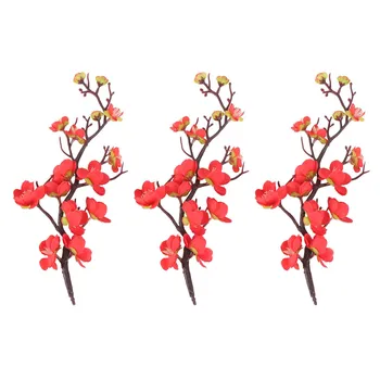 3 Pcs Decor Small Wintersweet Branch Hotel Decoration Simulation Red Dining Table Adornment Wedding Ornament 29x8cm красный