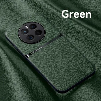 Чехол для Hauwei Mate50pro 4G, магнитный автомобильный держатель, противоударный чехол для телефона Huawei Mate50 Mate 50 Pro 50pro 4G, кожаная задняя крышка For Mate 50 чёрный
