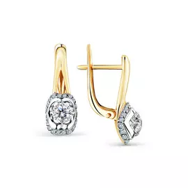 Серьги из желтого и белого золота с фианитами 2000162