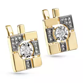 Серьги из желтого золота с бриллиантами 12-21041-1000