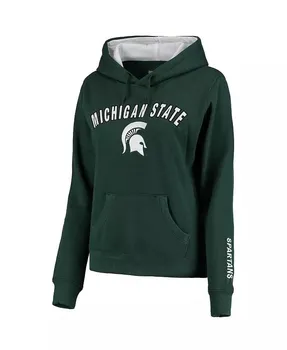 Женский зеленый пуловер с капюшоном Michigan State Spartans Arch и Logo 1 Colosseum, зеленый