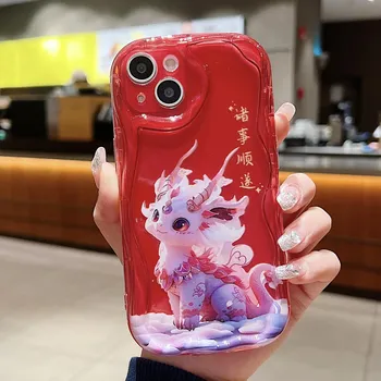 Милый силиконовый чехол для Xiaomi Redmi Note 13 12 11 Samsung A54 A24 A14 Oppo A78 A58 A38 Infinix Note 30 Pro Funda, чехол с китайским драконом, мягкий бампер из ТПУ Infinix Hot 10 Play