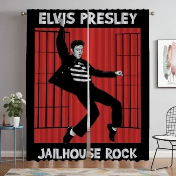 Elvis Curtains for Bedroom Blackout Curtain for Room 2 Panel Halloween Decoration Home Interior Curtains Partition Shades Living W50xH70cmx2pcs-CL