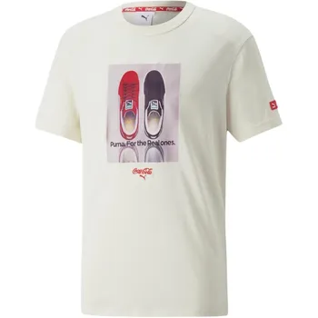 Футболка с круглым вырезом Puma X Coca-Cola с логотипом, мужские топы цвета слоновой кости 536159-97 L