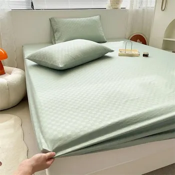 Вафельная жаккардовая хлопковая простыня на подкладке 160x200, защитный чехол для матраса, удобный, мягкий дышащий 90x190x30cm